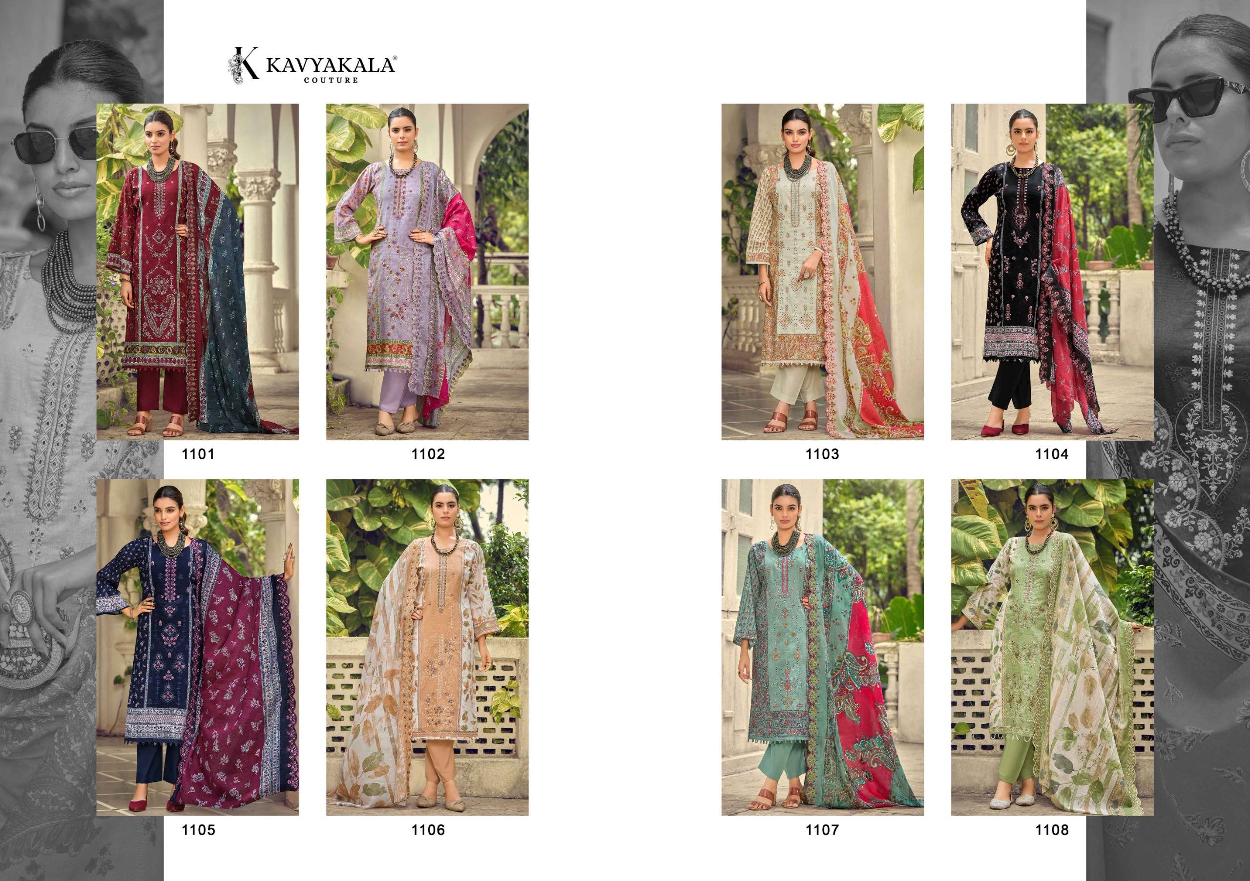 BIN SAEED Vol 11 ‎By KAVYA‎‎ KALA 1101 To 1108 Series Beautiful Festive Suits Stylish Fancy Colorful Casual Wear & Ethnic Wear PURE‎ CAMBRIC Print Dresses At Wholesale Price